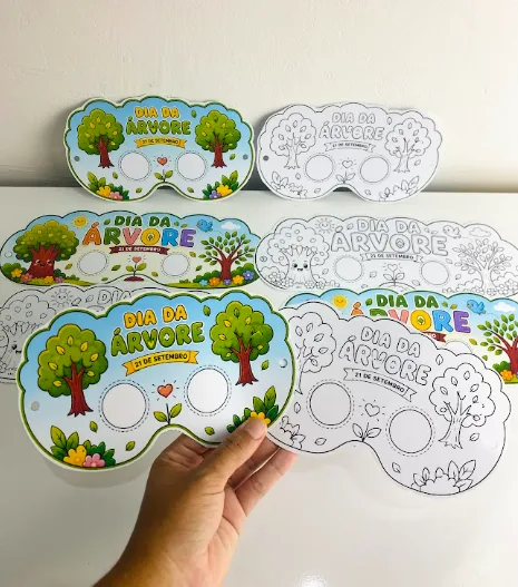 Máscaras Dia da Árvore – Coloridas e para Colorir! em PDF — imagem 2