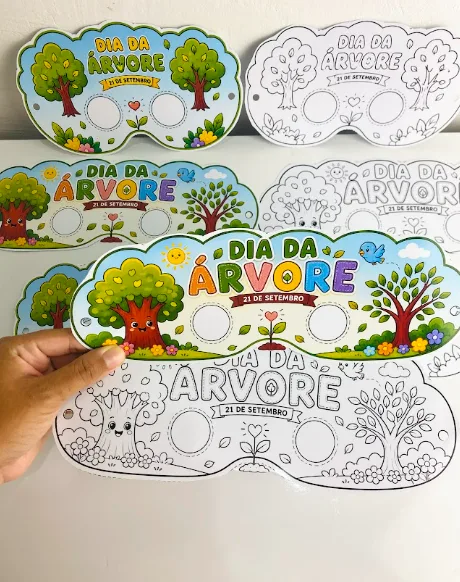 Máscaras Dia da Árvore – Coloridas e para Colorir! em PDF — imagem 3