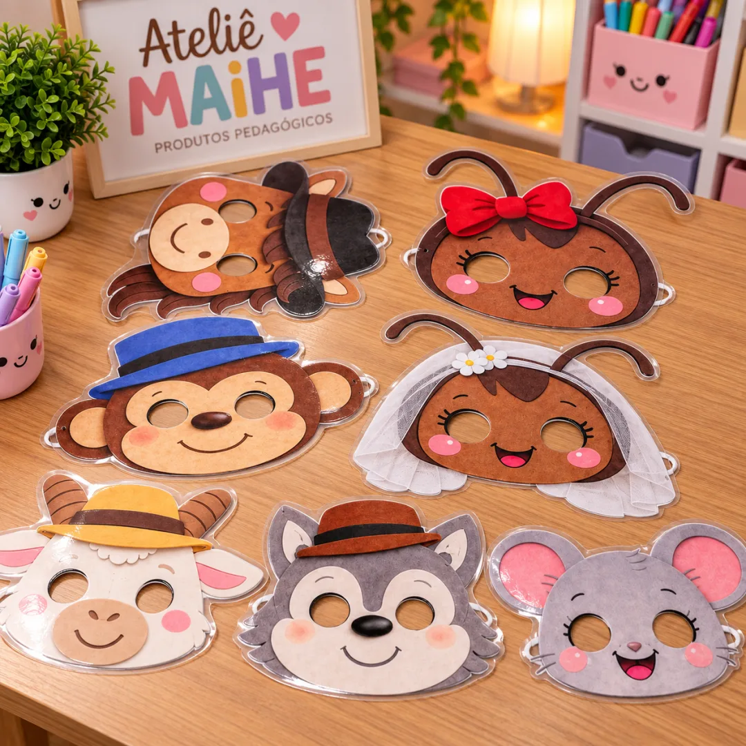 Máscaras Quem Quer Casar com a Dona Baratinha - Educação Infantil - Arquivo Digital - Lembrancinha — imagem 2