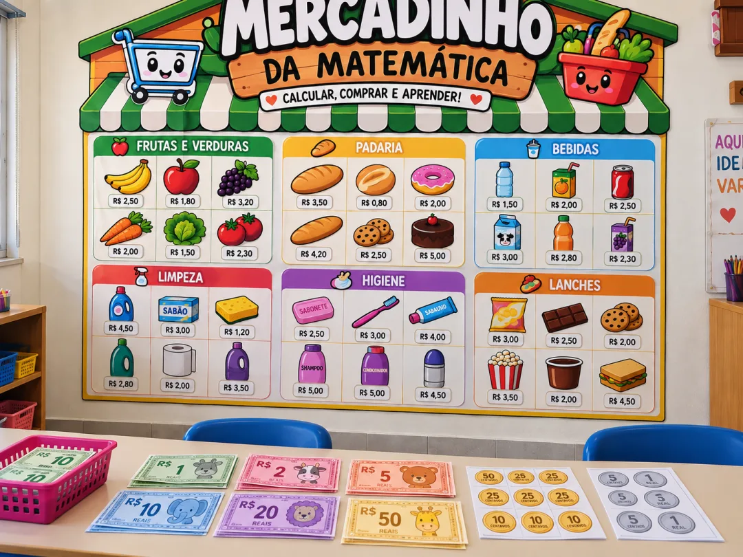 Mercadinho da Matemática – Painel + 36 Situações-Problema + Dinheiro para Recortar em PDF — imagem 2