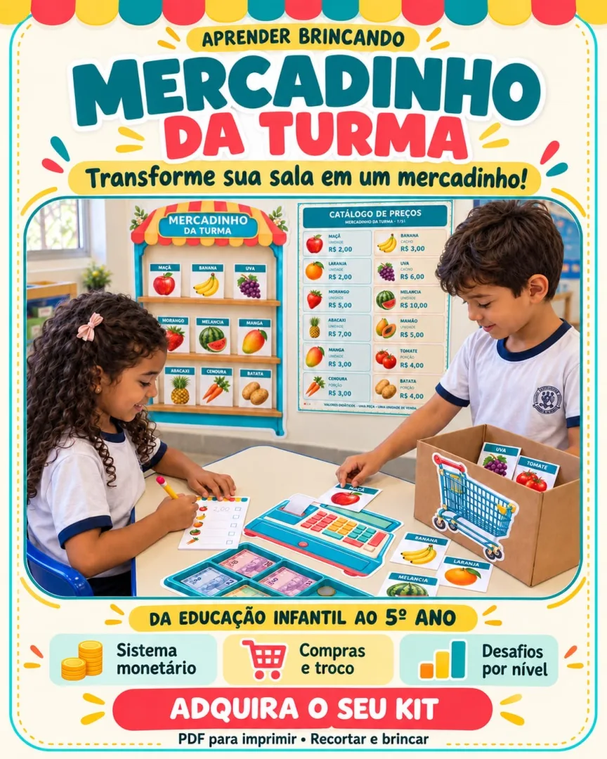 🛒✨ MERCADINHO DA TURMA — BRINCAR, COMPRAR E APRENDER!  Transforme sua sala em um mercadinho onde cada compra vira uma o — imagem 3