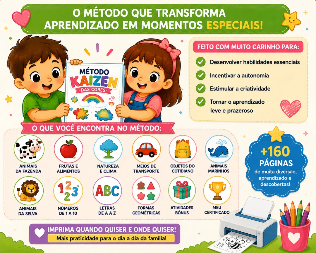 MÉTODO KAIZEN DAS CORES — ATIVIDADES INFANTIS PARA COLORIR, TRAÇAR E ESCREVER — imagem 2