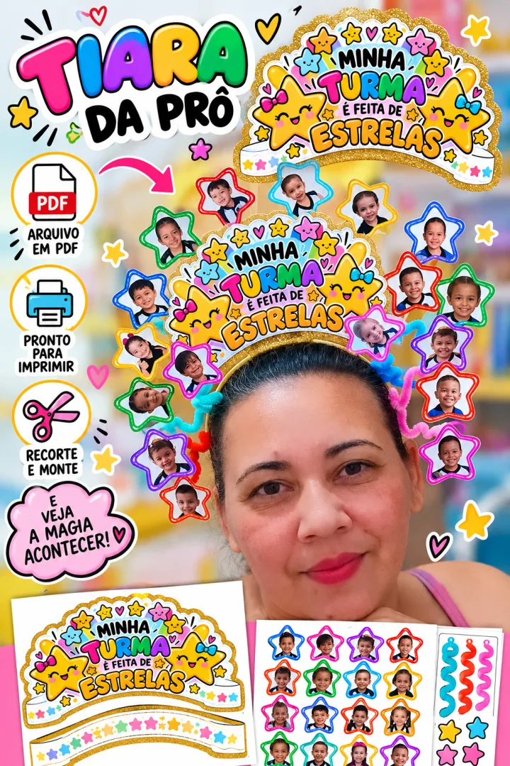 Semana da Criança Cabelo Divertido Estrela com Foto Editável no Canva Educação Infantil  — imagem 4
