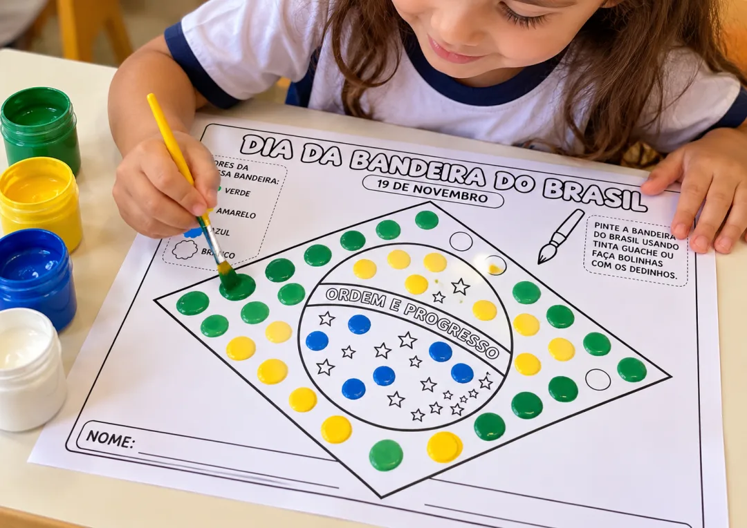 Mini Livrinho Dia da Bandeira do Brasil — Atividades Lúdicas de Pintura, Recorte e Colagem em PDF — imagem 4