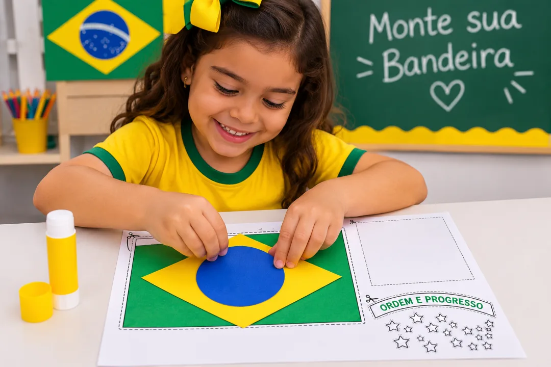 Mini Livrinho Dia da Bandeira do Brasil — Atividades Lúdicas de Pintura, Recorte e Colagem em PDF — imagem 2
