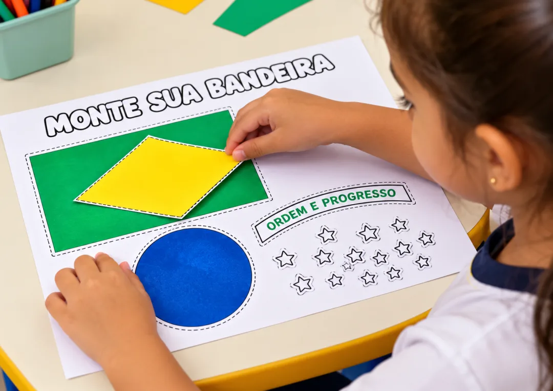 Mini Livrinho Dia da Bandeira do Brasil — Atividades Lúdicas de Pintura, Recorte e Colagem em PDF — imagem 3