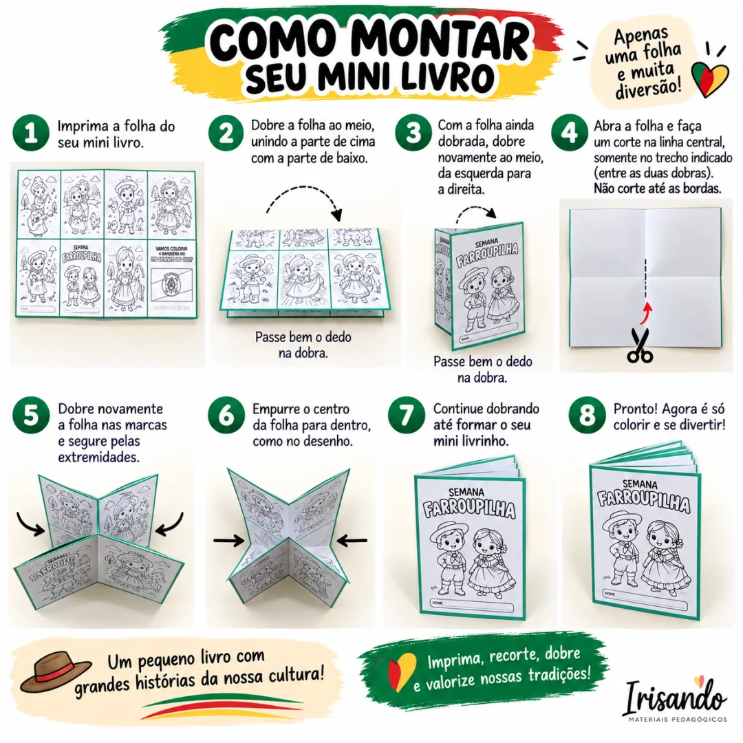 MINI LIVRO SEMANA FARROUPILHA — CULTURA GAÚCHA PARA COLORIR! — imagem 4