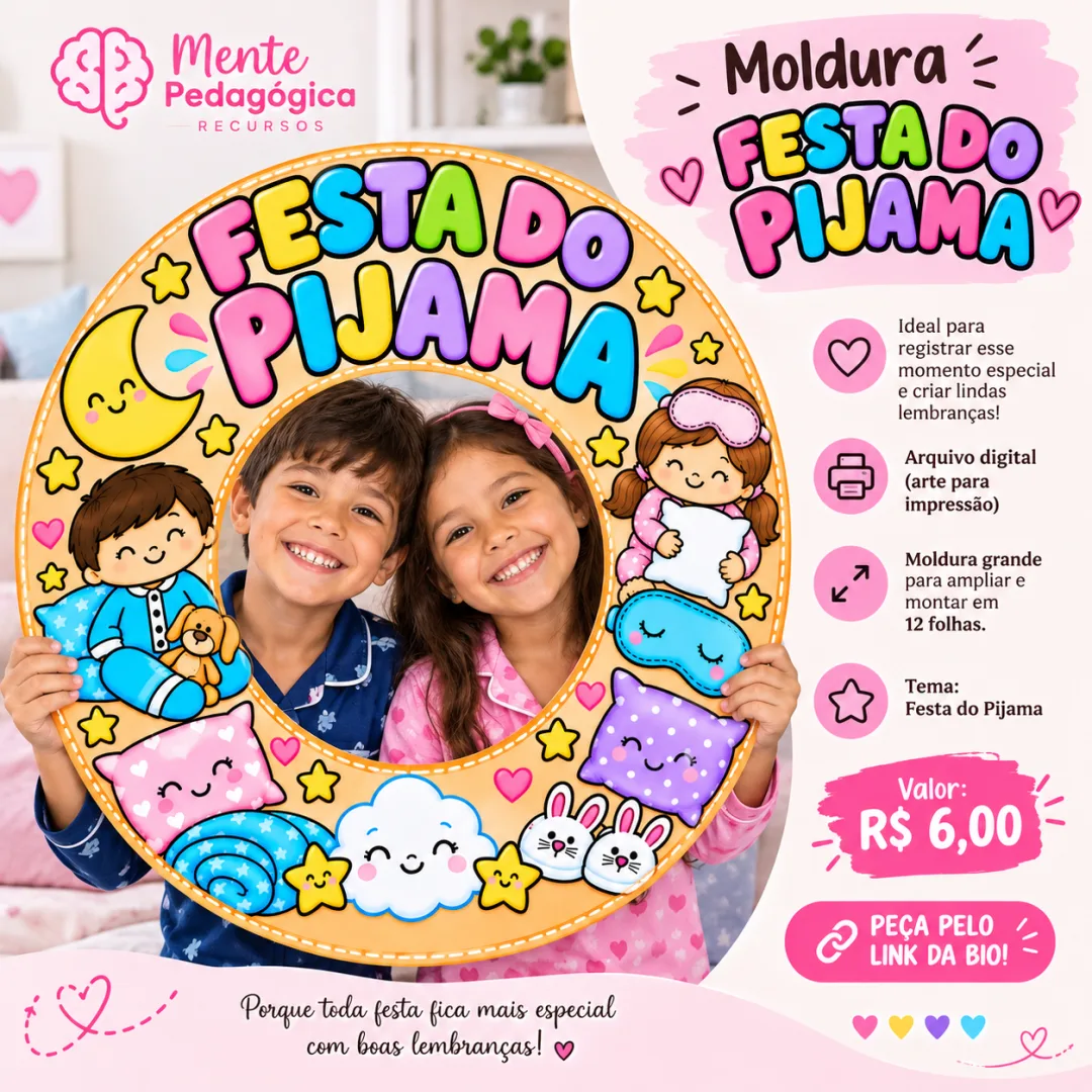 Moldura para Fotos - Festa do Pijama - PDF 12 Páginas — imagem 3