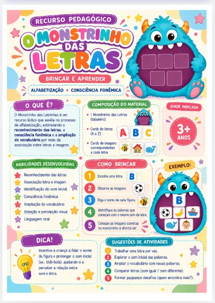 Monstrinho das Letras - Recurso para Alfabetização. Em PDF — imagem 2