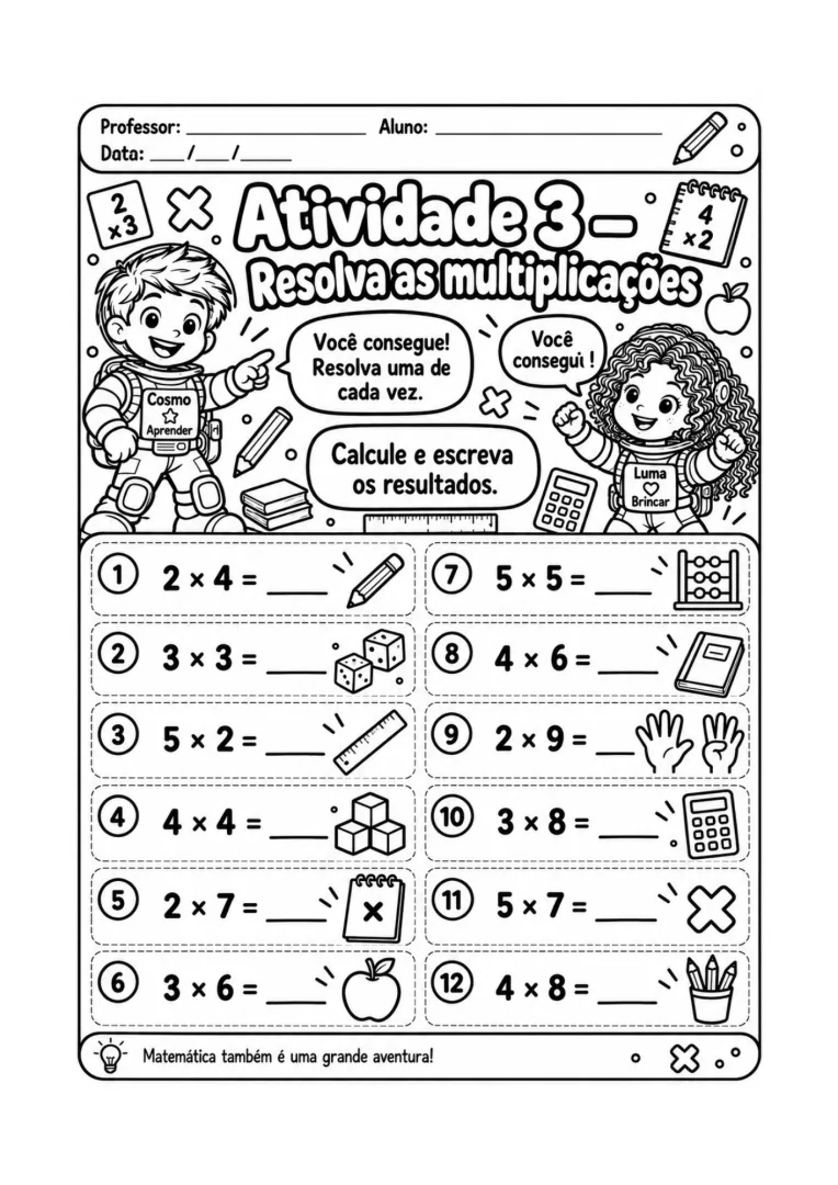 Atividade de Multiplicação 2º e 3º Ano tabuada Divertida em PDF para Imprimir — imagem 4
