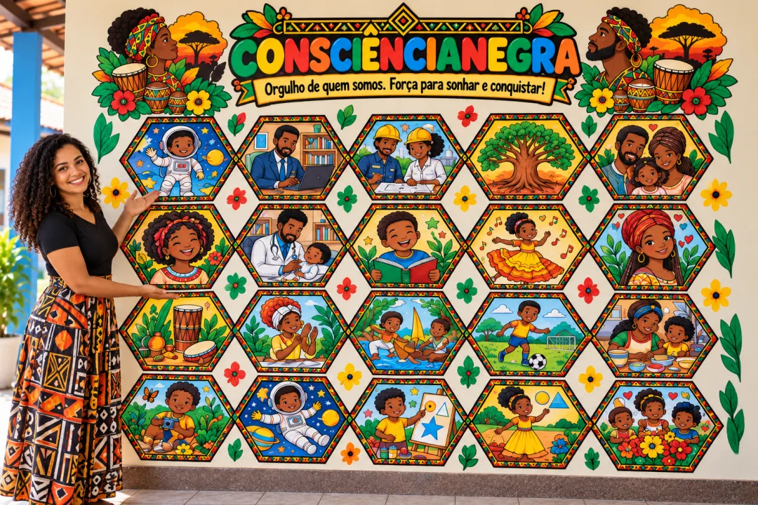 MURAL Consciência NEGRA para COLORIR em PDF — imagem 2