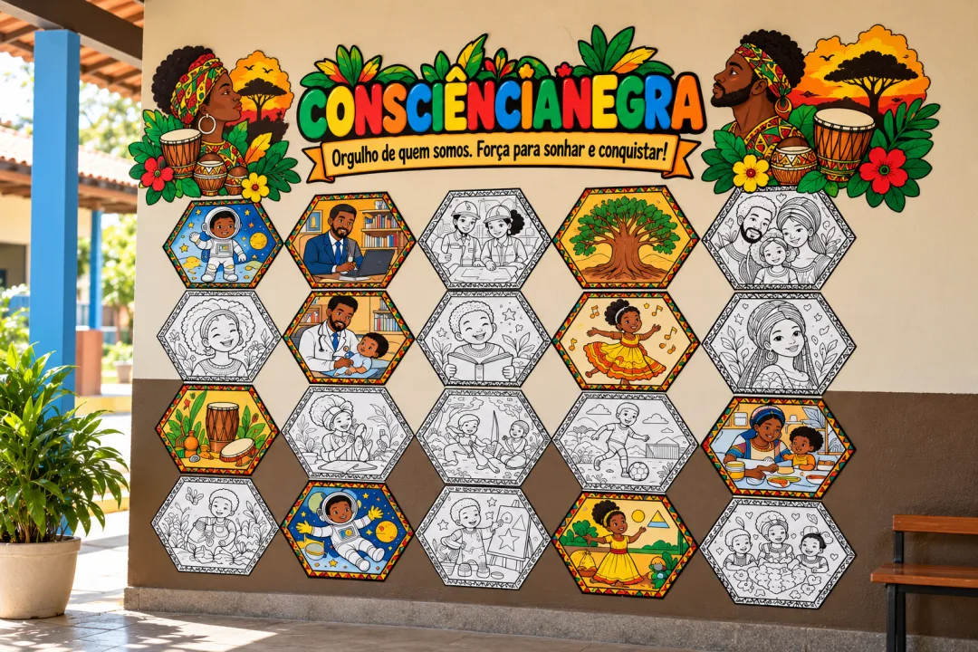 MURAL Consciência NEGRA para COLORIR em PDF — imagem 3