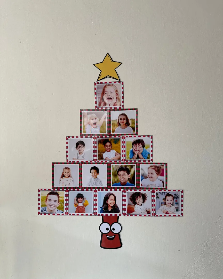 Mural de Fotos Árvore de Natal — Colorido e para Colorir em PDF — imagem 3