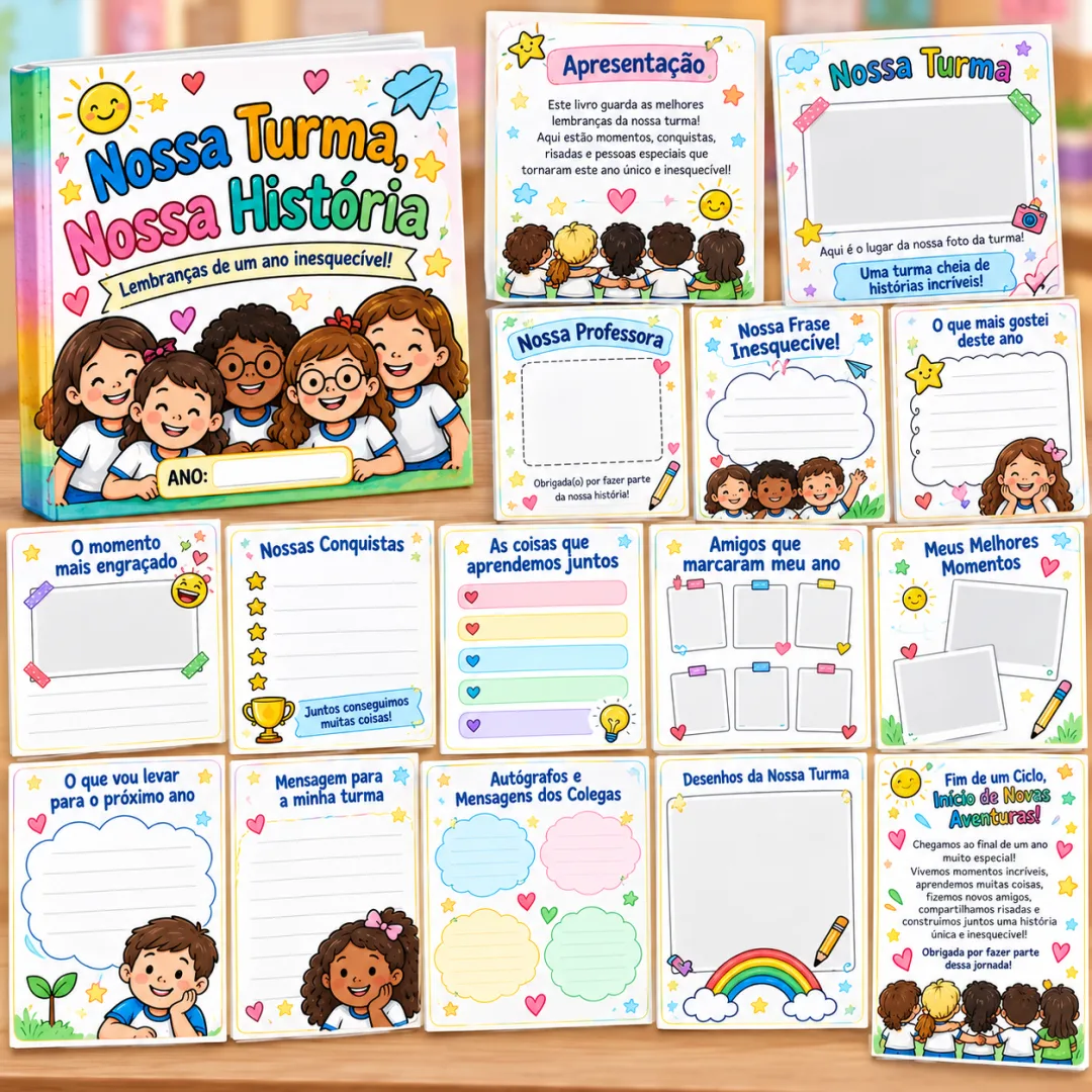 Lembrancinha de Fim de Ano Escolar para Imprimir Álbum de Recordações da Turma - Nossa Turma, Nossa História — — imagem 4