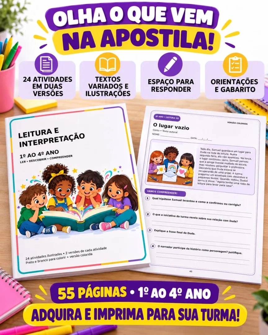📚🌈 NOVIDADE PARA PROFESSORES! 🌈📚  ✨ APOSTILA DE LEITURA E INTERPRETAÇÃO – 1º AO 4º ANO ✨  💖 Que tal transformar sua — imagem 5