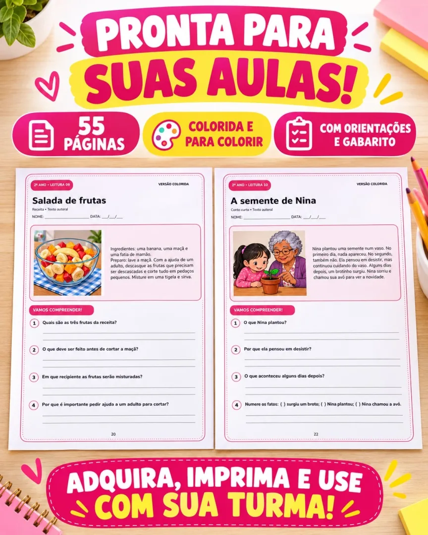 📚🌈 NOVIDADE PARA PROFESSORES! 🌈📚  ✨ APOSTILA DE LEITURA E INTERPRETAÇÃO – 1º AO 4º ANO ✨  💖 Que tal transformar sua — imagem 2