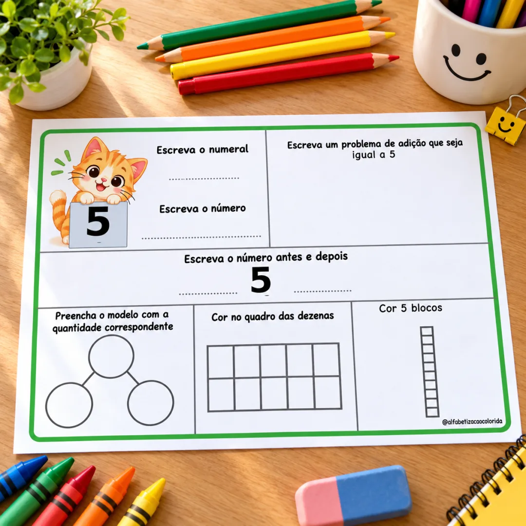 Numerais de 1 a 10 com Gatinho – Kit de Atividades de Matemática para Imprimir em PDF — imagem 2