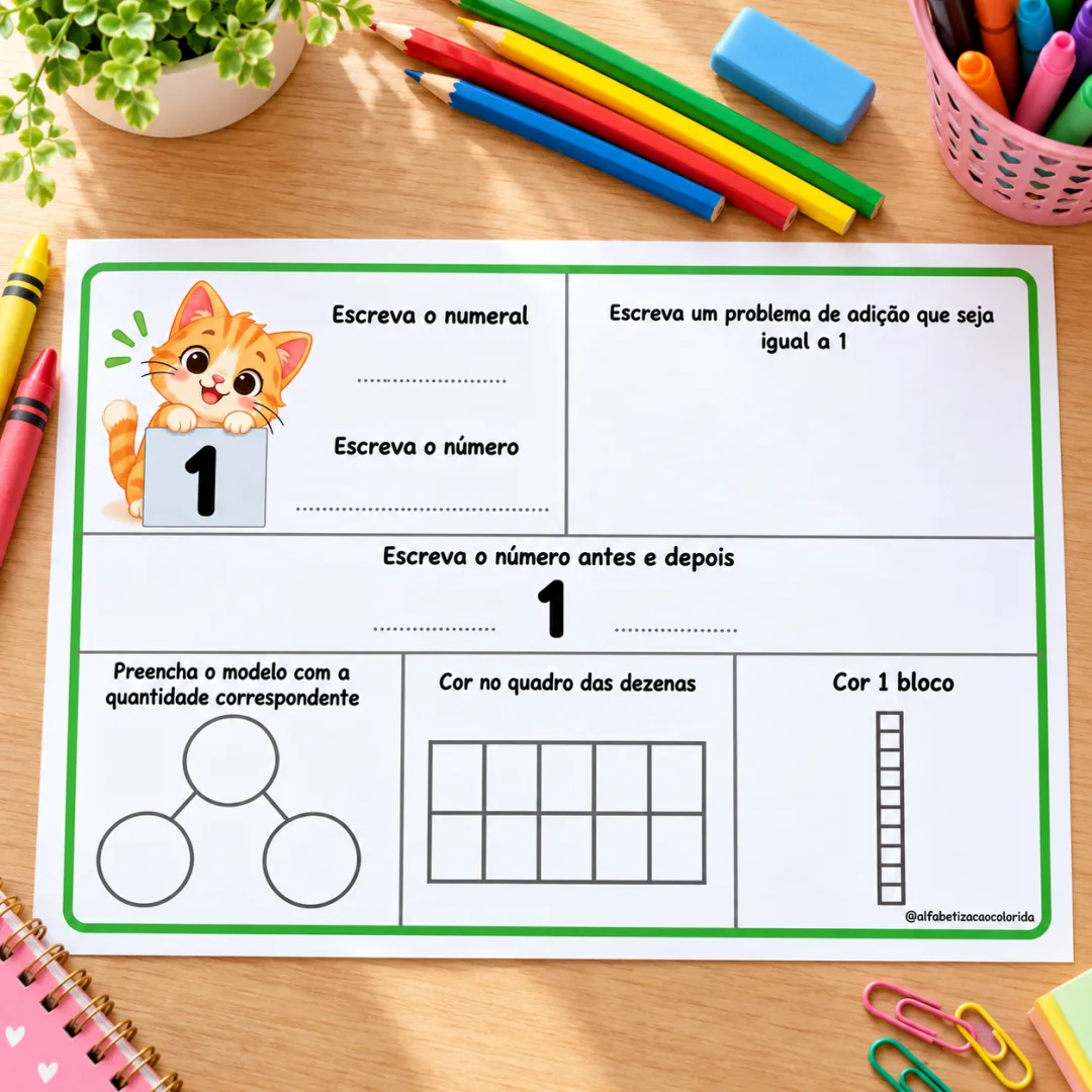 Numerais de 1 a 10 com Gatinho – Kit de Atividades de Matemática para Imprimir em PDF — imagem 5