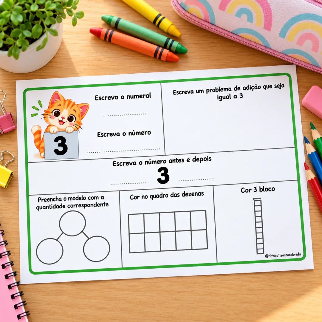 Numerais de 1 a 10 com Gatinho – Kit de Atividades de Matemática para Imprimir em PDF — imagem 4