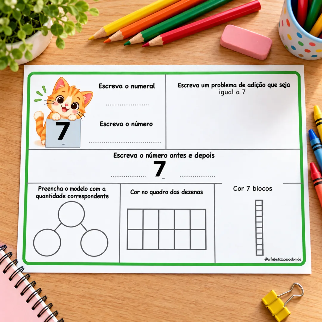 Numerais de 1 a 10 com Gatinho – Kit de Atividades de Matemática para Imprimir em PDF — imagem 3