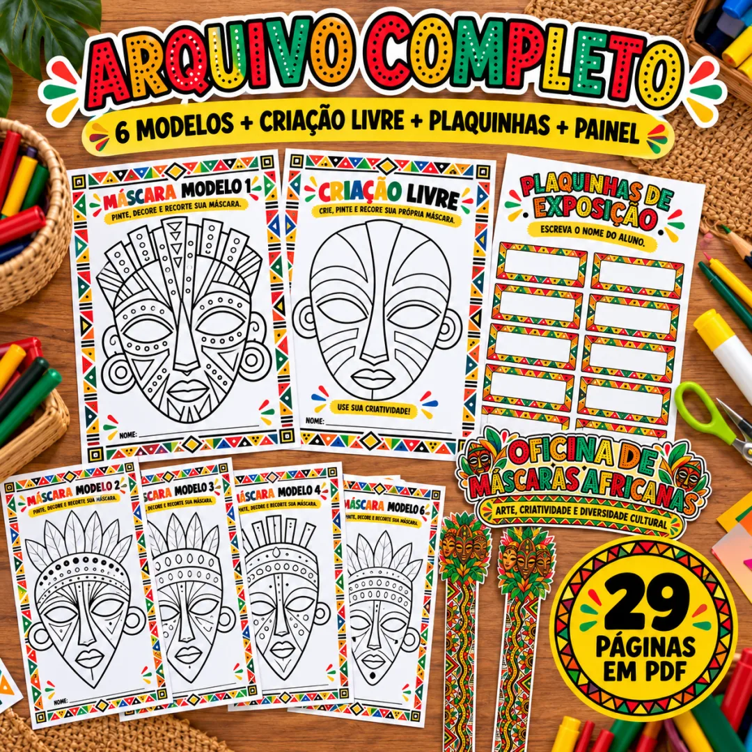Oficina de Máscaras Africanas – Atividade de Arte (Educação Infantil e Anos Iniciais) - PDF — imagem 2