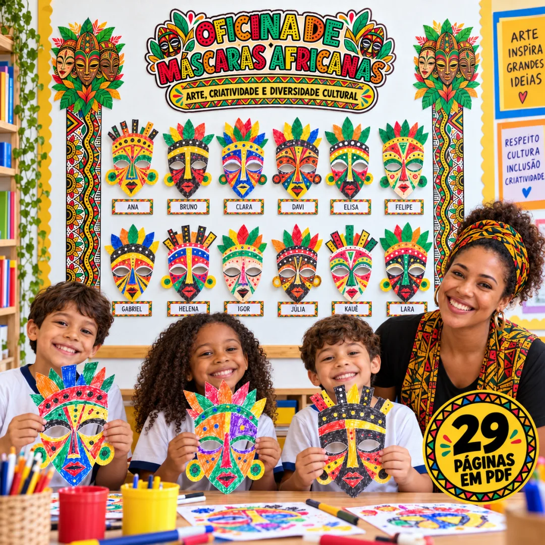 Oficina de Máscaras Africanas – Atividade de Arte (Educação Infantil e Anos Iniciais) - PDF — imagem 5