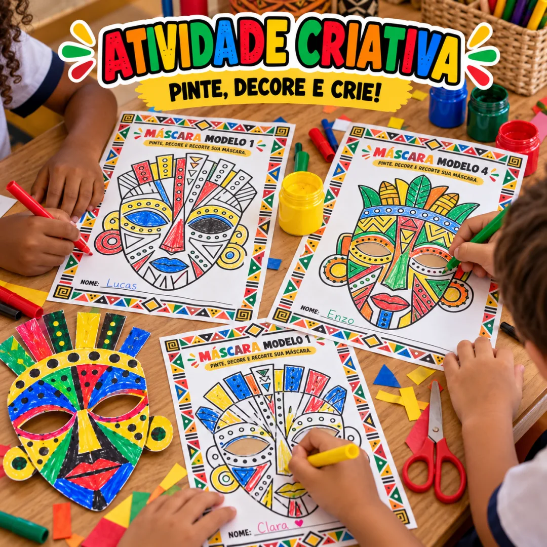 Oficina de Máscaras Africanas – Atividade de Arte (Educação Infantil e Anos Iniciais) - PDF — imagem 4