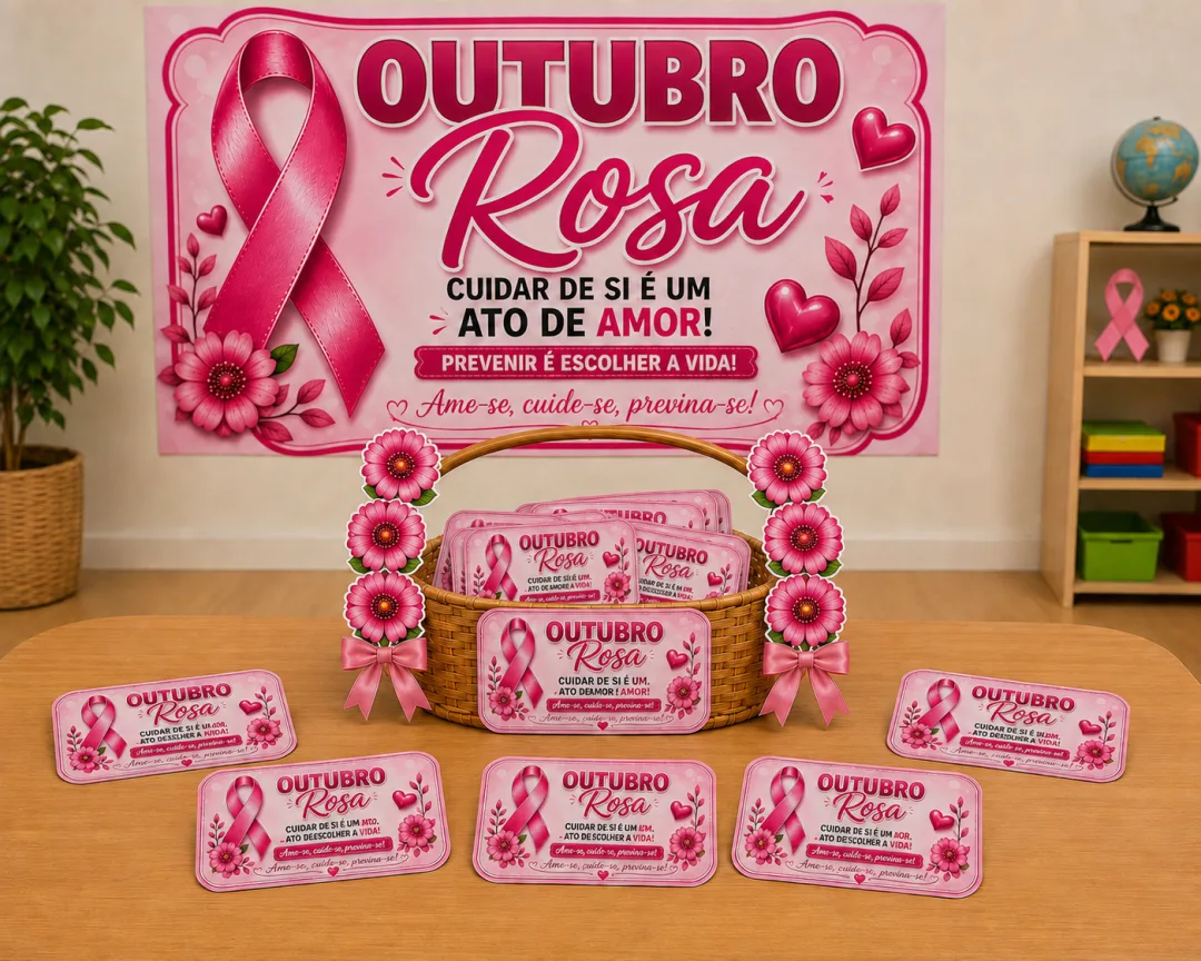 Outubro Rosa – Cestinha e Painel - Educação Infantil - PDF — imagem 3