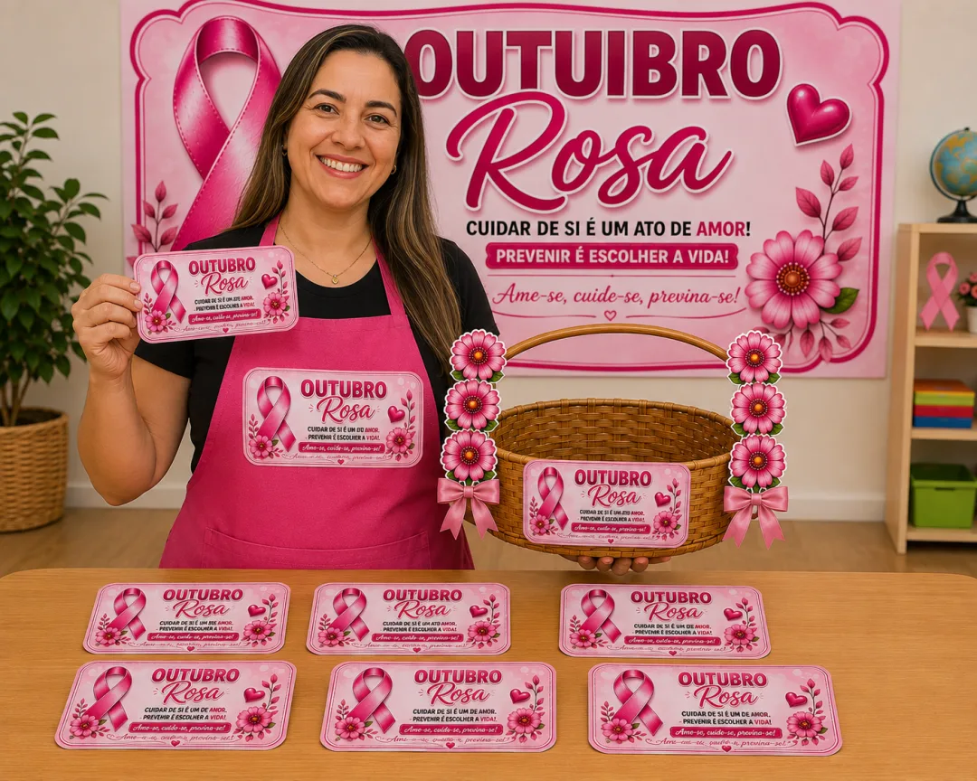 Outubro Rosa – Cestinha e Painel - Educação Infantil - PDF — imagem 4
