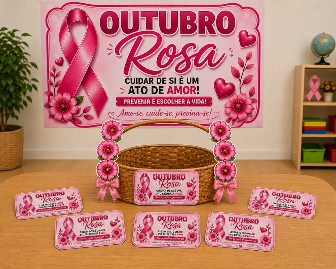 Outubro Rosa – Cestinha e Painel - Educação Infantil - PDF — imagem 5