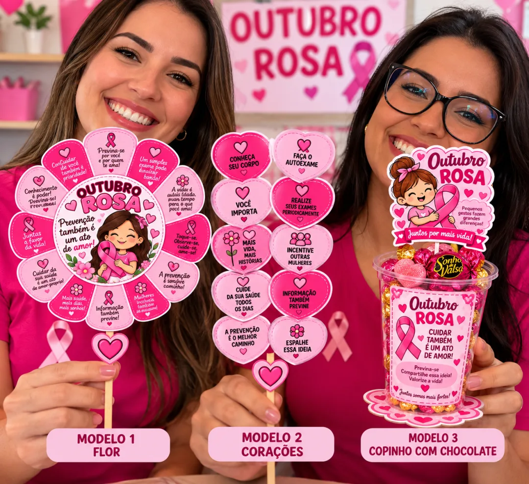 Outubro Rosa na Escola — Kit de Lembrancinhas para Professoras em PDF — imagem 5