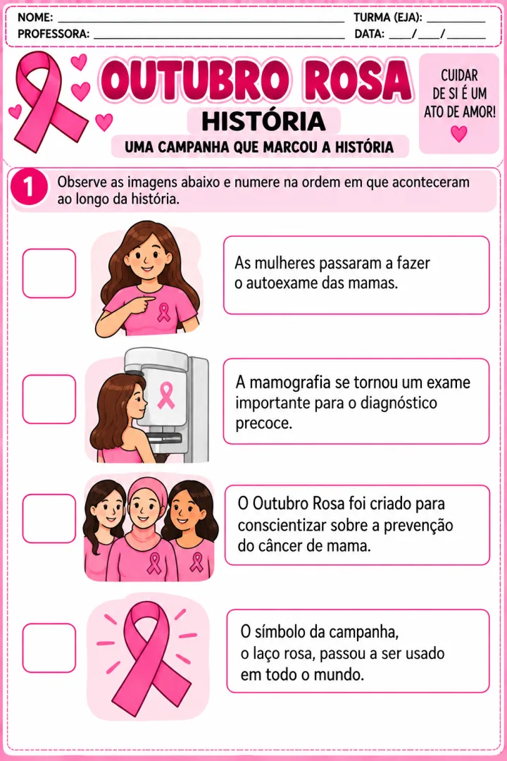 Pacote de Atividades Outubro Rosa PDF - Alfabetização com cartaz — imagem 5