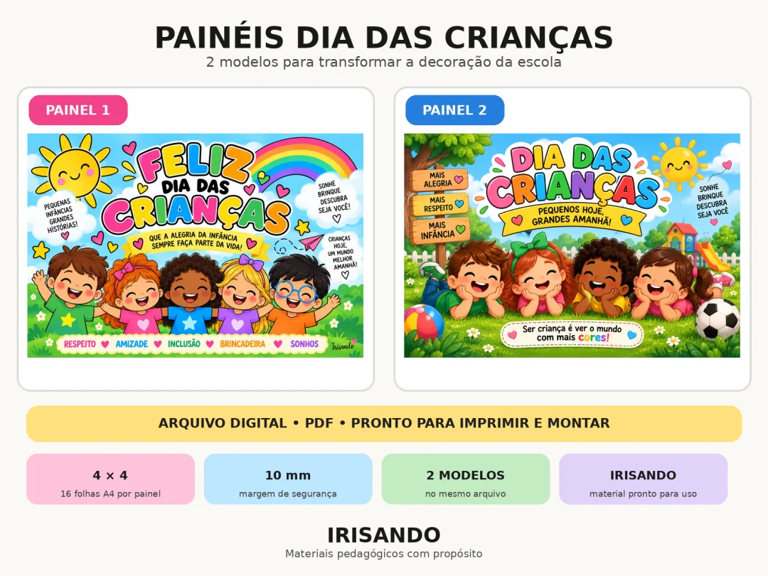 🎈 Painéis Dia das Crianças | 2 Modelos em PDF para Imprimir e Montar — imagem 4