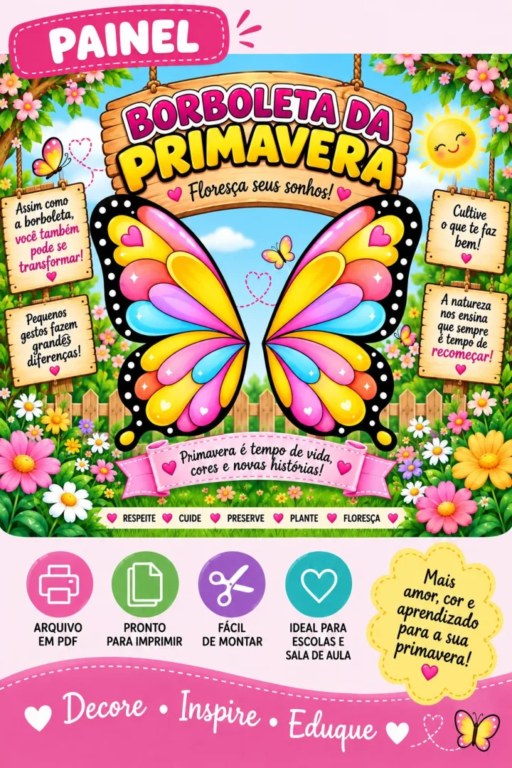 Painel Borboleta da Primavera - Educação Infantil - PDF — imagem 3