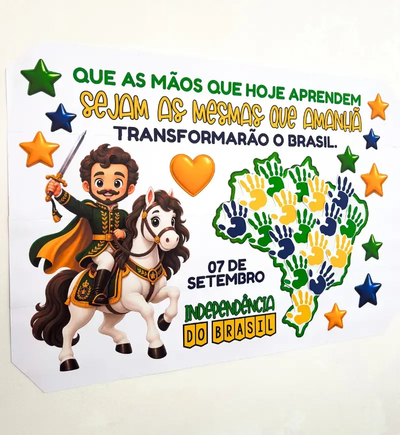 Painel Coletivo Independência do Brasil com Carimbo de Mãos — imagem 6