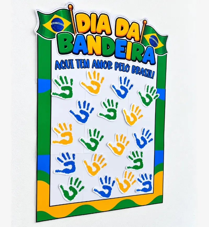 Painel Coletivo Dia da Bandeira com Carimbo de Mãos — imagem 3