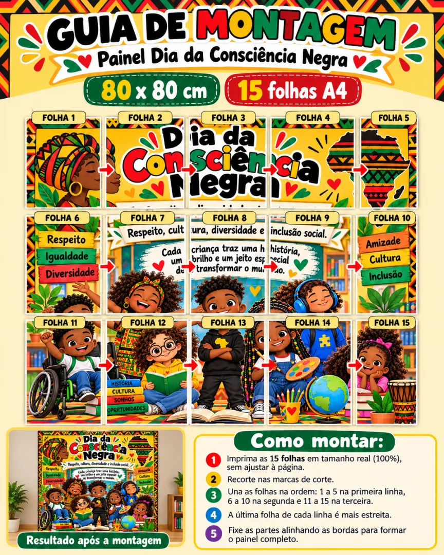 Painel Consciência Negra 80x80cm 1°ano a 9°ano em PDF para imprimir. — imagem 4