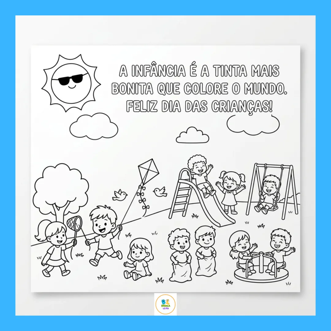 Painel de Colorir: Feliz Dia das Crianças pdf Educação Infantil  — imagem 2