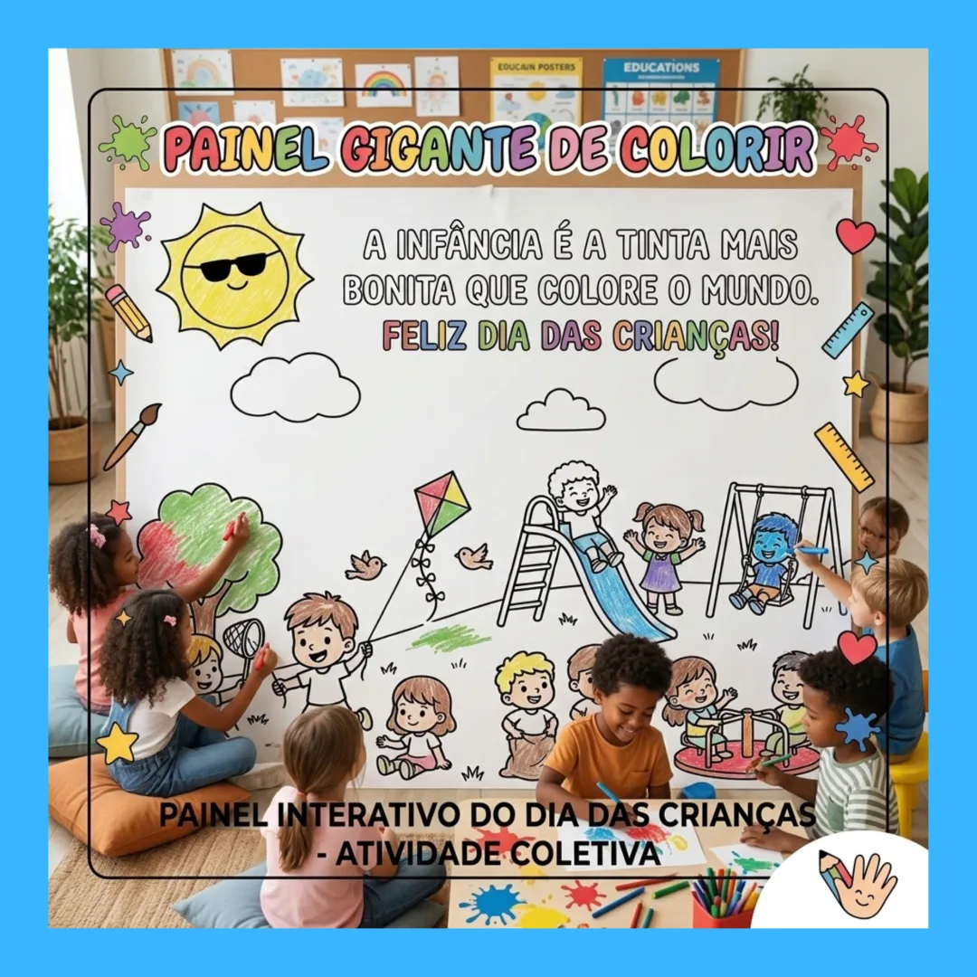 Painel de Colorir: Feliz Dia das Crianças pdf Educação Infantil  — imagem 3