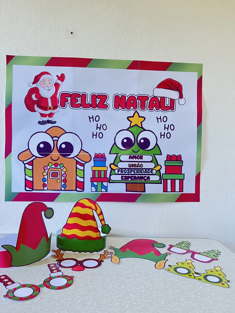 Painel de Natal para Escola Óculos e Gorros em PDF — imagem 4