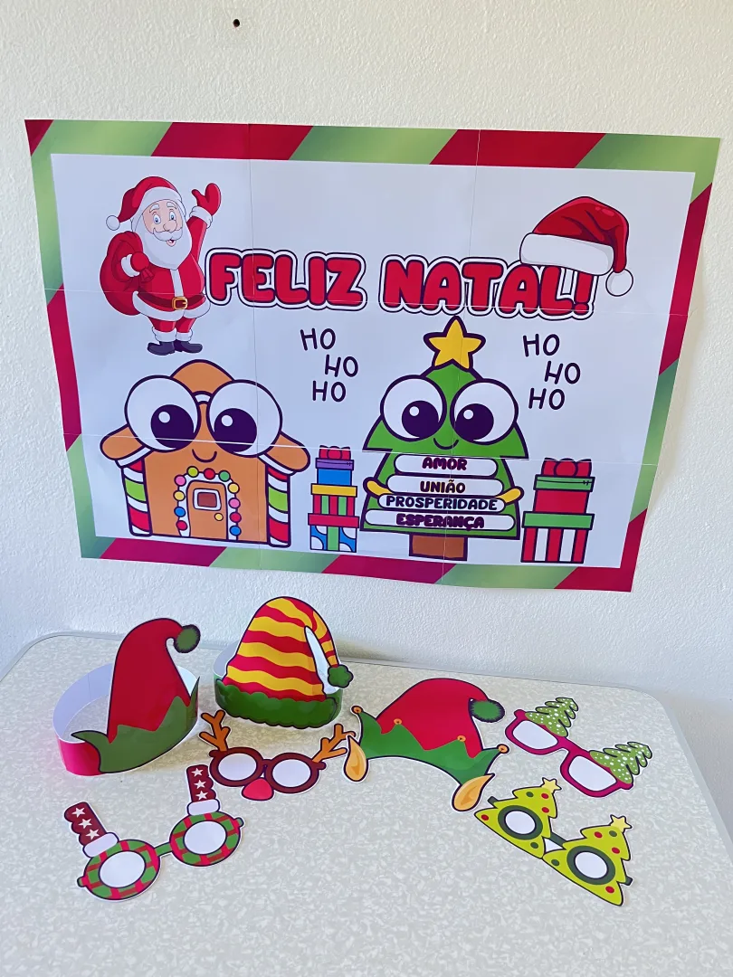 Painel de Natal para Escola Óculos e Gorros em PDF — imagem 5
