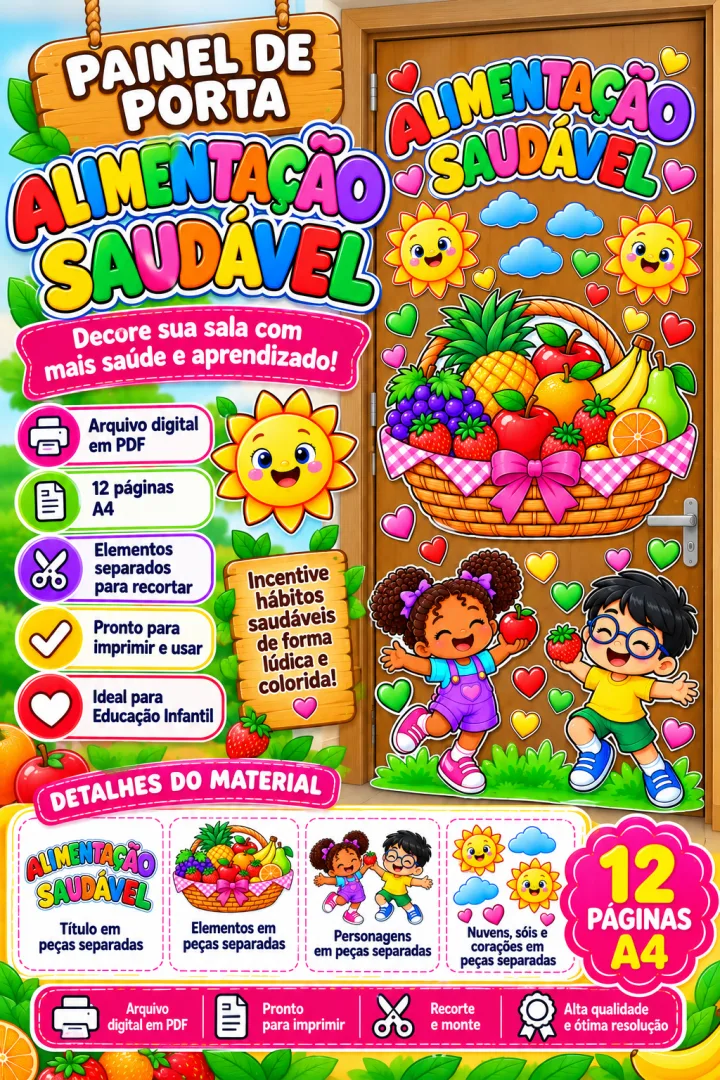 Painel de Porta Alimentação Saudável - Educação Infantil - PDF — imagem 5