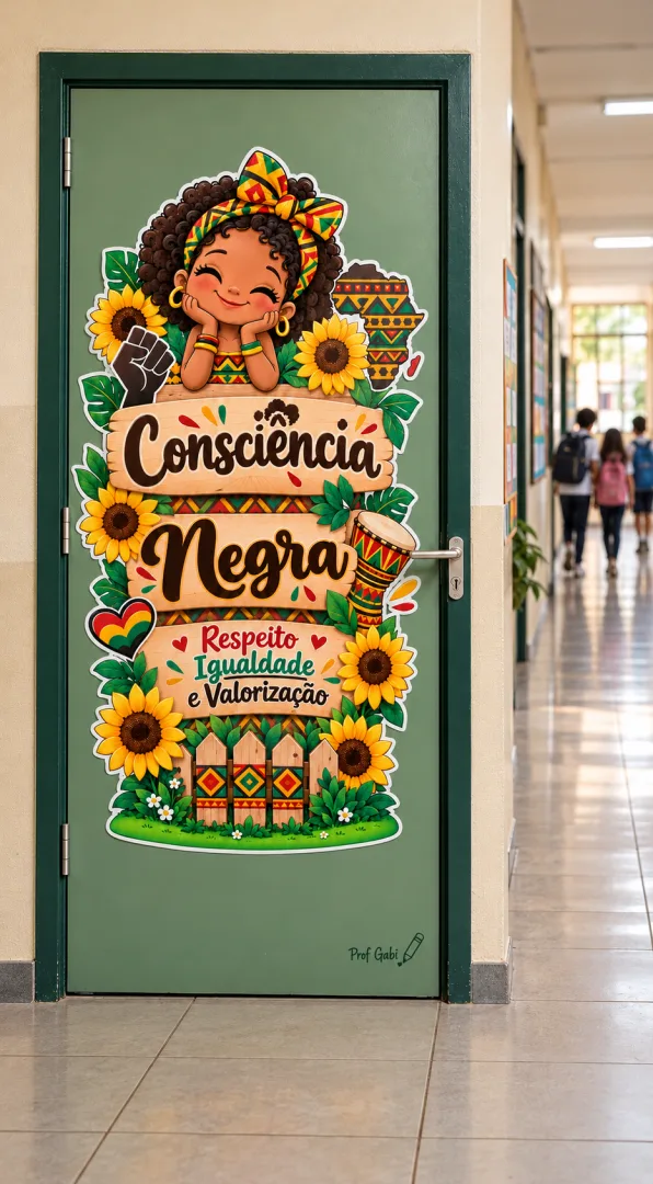 Painel de Porta Consciência Negra: Respeito Igualdade e Valorização em PDF — imagem 2