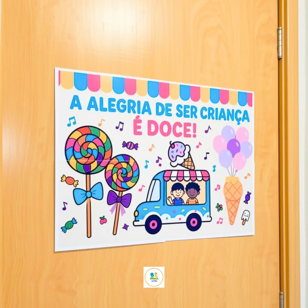 Painel de Porta Dia das Crianças – Ser Criança é Doce  para Imprimir Educação Infantil — imagem 2