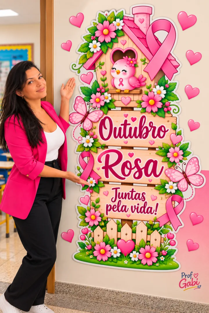 Painel de Porta Outubro Rosa- Juntas Pela Vida! em Pdf — imagem 2