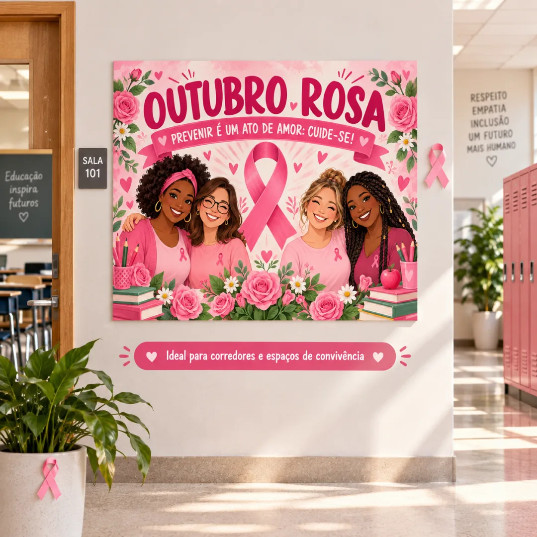 Painel Decorativo Outubro Rosa em PDF - Ed. Infantil ao EM — imagem 4