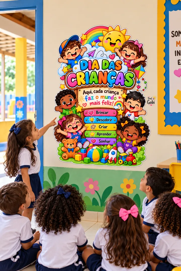 Painel Dia das Crianças – Cada Criança Faz o Mundo Mais Feliz! em PDF — imagem 2