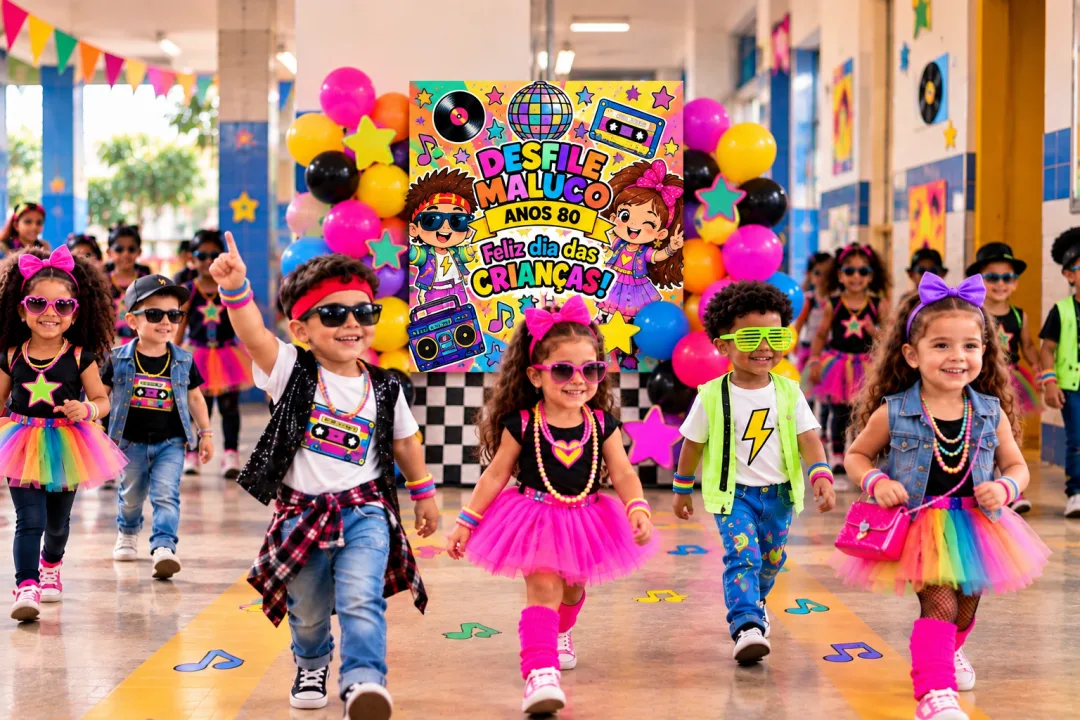 Painel Dia das Crianças - Desfile Maluco - Educação Infantil - 2 Modelos PDF — imagem 4