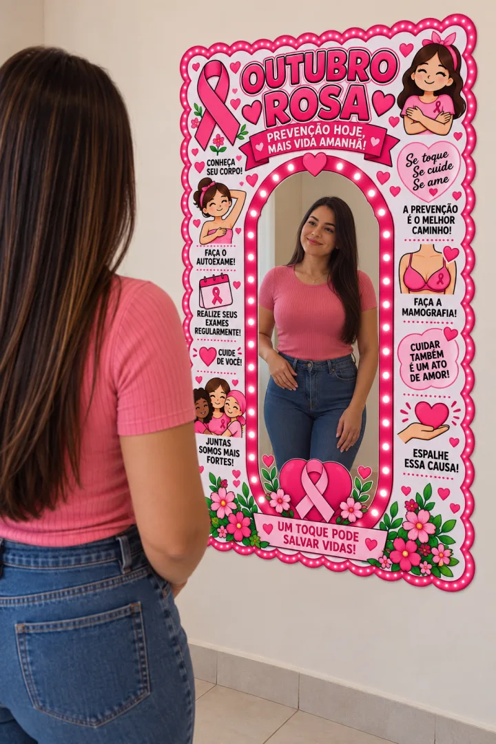 Painel Espelho Outubro Rosa Par Educação Infantil Ao 5º Ano Em PDF — imagem 2