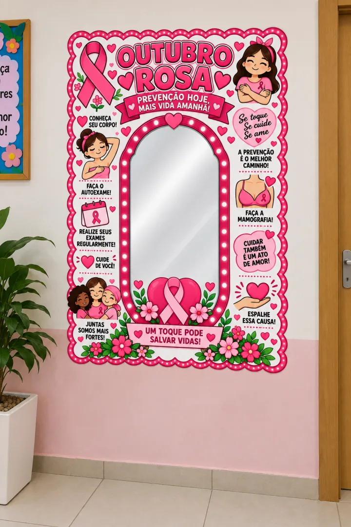 Painel Espelho Outubro Rosa Par Educação Infantil Ao 5º Ano Em PDF — imagem 4